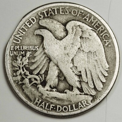 1928-S Walking Liberty half dollar clipped planchet error showing curved missing section at coin edge